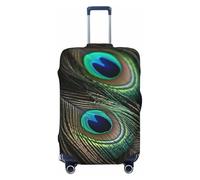 LHCVSFGW Copribagaglio da viaggio con bellissime piume di pavone, protezione elastica, lavabile, antigraffio, per bagagli da 45,7 a 81,3 cm, nero, L