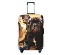 LHCVSFGW Copribagaglio da viaggio, motivo Bulldog francese, elastico, lavabile, antigraffio, protezione spessa per bagagli da 45,7 a 81,3 cm, nero, S