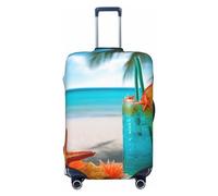 LHCVSFGW Copribagaglio da viaggio, motivo tropicale con stella marina, protezione elastica e lavabile, antigraffio, custodia spessa per bagagli da 45,7 a 81,3 cm, nero, XL