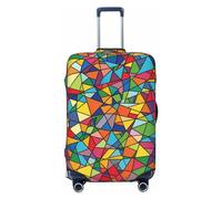 LHCVSFGW Custodia per bagagli da viaggio con forme geometriche luminose, protezione elastica e lavabile, antigraffio, per bagagli da 45,7 a 81,3 cm, nero, L