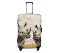 LHCVSFGW Custodia per bagaglio da viaggio con due rinoceronte, lavabile, antigraffio, per bagagli da 45,7 a 81,3 cm, nero, XL
