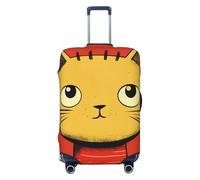 LHCVSFGW Custodia per bagaglio da viaggio con icona di gatto carina, custodia protettiva elastica lavabile, antigraffio, spessa per bagagli da 45,7 a 81,3 cm, nero, XL