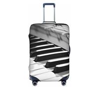 LHCVSFGW Custodia per bagaglio da viaggio con immagine di pianoforte, protezione elastica lavabile, antigraffio, per bagagli da 45,7 a 81,3 cm, nero, L