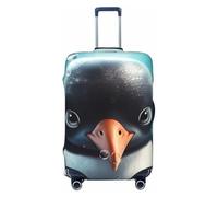 LHCVSFGW Custodia per bagaglio da viaggio con motivo pinguino con occhi grandi, lavabile, antigraffio per bagagli da 45,7 a 81,3 cm, nero, S