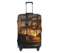LHCVSFGW Custodia per bagaglio da viaggio fantasia pirata barca protettiva elastica lavabile custodia per bagagli antigraffio spessa protezione per bagagli da 45,7 a 81,3 cm, nero, L