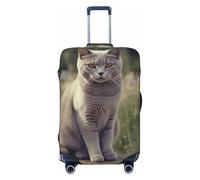 LHCVSFGW Custodia per bagaglio da viaggio, motivo gatto grigio in campo di fiori, copertura elastica lavabile, antigraffio, spessa per bagagli da 45,7 a 81,3 cm, nero, XL