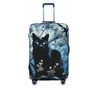 LHCVSFGW Custodia per bagaglio da viaggio, motivo gatto nero su un albero, copertura elastica lavabile, antigraffio, spessa copertura per bagagli da 45,7 a 81,3 cm, nero, L