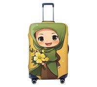 LHCVSFGW Custodia per bagaglio da viaggio per ragazza musulmana dei cartoni animati con custodia protettiva elastica lavabile antigraffio per bagagli da 45,7 a 81,3 cm, nero, XL