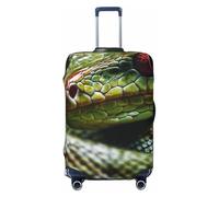 LHCVSFGW Custodia protettiva per bagagli da viaggio con motivo serpente verde, elastica, lavabile, antigraffio, spessa protezione per bagagli da 45,7 a 81,3 cm, nero, L