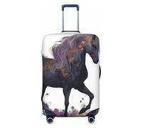 LHCVSFGW Custodia protettiva per bagagli da viaggio, motivo cavallo viola, elastico e lavabile, antigraffio, per bagagli da 45,7 a 81,3 cm, nero, S