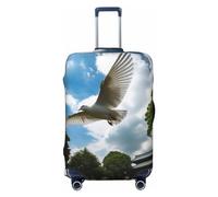 LHCVSFGW Custodia protettiva per bagagli da viaggio, motivo colombe bianche, elastica e lavabile, antigraffio, per bagagli da 45,7 a 81,3 cm, nero, XL