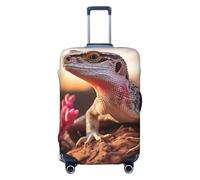 LHCVSFGW Custodia protettiva per bagaglio da viaggio, motivo lucertola bianca, elastica, lavabile, antigraffio, spessa protezione per bagagli da 45,7 a 81,3 cm, nero, L