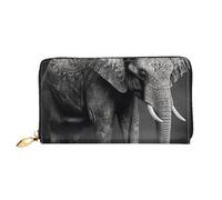 LHCVSFGW Portafoglio in pelle per donne e uomini, portafoglio bifold ultra sottile porta carte di credito immagine elefante bianco e nero immagine pochette da donna, nero, taglia unica, Nero , Taglia
