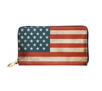LHCVSFGW Portafoglio in pelle per donne e uomini, portafoglio bifold ultra sottile porta carte di credito vintage bandiera americana USA borsa pochette da donna, nero, taglia unica, Nero , Taglia