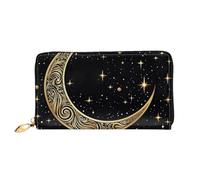 LHCVSFGW Portafoglio in pelle per donne e uomini, portafoglio bifold ultra sottile porta carte di credito modello luna crescente pochette da donna, nero, taglia unica, Nero , Taglia unica