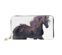 LHCVSFGW Portafoglio in pelle per donne e uomini, portafoglio bifold ultra sottile porta carte di credito viola cavallo pochette da donna, nero, taglia unica, Nero , Taglia unica