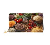 LHCVSFGW Portafoglio in pelle per donne e uomini, portafoglio bifold ultra sottile porta carte di credito fattoria immagini di cibo da donna, nero, taglia unica, Nero , Taglia unica