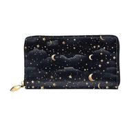 LHCVSFGW Portafoglio in pelle per donne e uomini, portafoglio bifold ultra sottile porta carte di credito stelle e luna pochette da donna, nero, taglia unica, Nero , Taglia unica