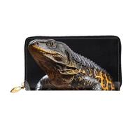 LHCVSFGW Portafoglio in pelle per donne e uomini, portafoglio bifold ultra sottile porta carte di credito monitor rettile lucertola pochette da donna, nero, taglia unica, Nero , Taglia unica