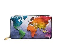 LHCVSFGW Portafoglio in pelle per donne e uomini, portafoglio bifold ultra sottile porta carte di credito mappa del mondo a colori pochette da donna, nero, taglia unica, Nero , Taglia unica