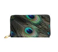 LHCVSFGW Portafoglio in pelle per donne e uomini, portafoglio bifold ultra sottile porta carte di credito belle piume di pavone pochette da donna, nero, taglia unica, Nero , Taglia unica