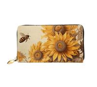 LHCVSFGW Portafoglio in pelle per donne e uomini, portafoglio bifold ultra sottile porta carte di credito api e girasoli pochette da donna, nero, taglia unica, Nero , Taglia unica