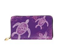 LHCVSFGW Portafoglio in pelle per donne e uomini, portafoglio bifold ultra sottile porta carte di credito Hawaii con tartaruga marina viola pochette da donna, nero, taglia unica, Nero , Taglia unica