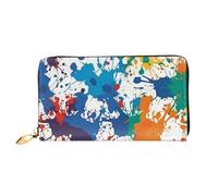 LHCVSFGW Portafoglio in pelle per donne e uomini, portafoglio bifold ultra sottile porta carte di credito modello di schizzi di vernice da donna, nero, taglia unica, Nero , Taglia unica