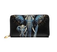 LHCVSFGW Portafoglio in pelle per donne e uomini, portafoglio bifold ultra sottile porta carte di credito due elefanti pochette da donna, nero, taglia unica, Nero , Taglia unica