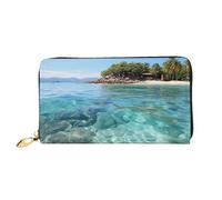 LHCVSFGW Portafoglio in pelle per donne e uomini, portafoglio bifold ultra sottile porta carte di credito Isola delle Fiji e mare trasparente da donna, nero, taglia unica, Nero , Taglia unica