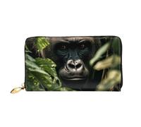 LHCVSFGW Portafoglio in pelle per donne e uomini, portafoglio bifold ultra sottile porta carte di credito Gorilla Landscape borsa da donna, nero, taglia unica, Nero , Taglia unica