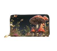 LHCVSFGW Portafoglio in pelle per donne e uomini, portafoglio bifold ultra sottile porta carte di credito stile fiaba funghi pochette da donna, nero, taglia unica, Nero , Taglia unica