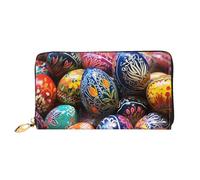 LHCVSFGW Portafoglio in pelle per donne e uomini, portafoglio bifold ultra sottile porta carte di credito colorato dipinto a mano uova di Pasqua da donna, nero, taglia unica, nero, taglia unica, Nero