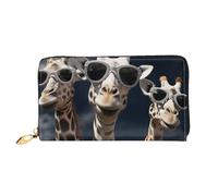 LHCVSFGW Portafoglio in pelle per donne e uomini, portafoglio bifold ultra sottile porta carte di credito tre giraffe che indossano occhiali da sole, pochette da donna, nero, taglia unica, Nero