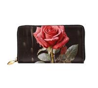 LHCVSFGW Portafoglio in pelle per donne e uomini, portafoglio bifold ultra sottile porta carte di credito rose rosse e amore pochette da donna, nero, taglia unica, Nero , Taglia unica