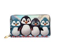 LHCVSFGW Portafoglio in pelle per donne e uomini, portafoglio bifold ultra sottile porta carte di credito cinque simpatici pinguini pochette da donna, nero, taglia unica, Nero , Taglia unica