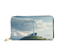 LHCVSFGW Portafoglio in pelle per donne e uomini, portafoglio bifold ultra sottile porta carte di credito turbina eolica pochette da donna, nero, taglia unica, Nero , Taglia unica