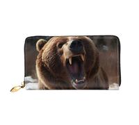 LHCVSFGW Portafoglio in pelle per donne e uomini, portafoglio bifold ultra sottile porta carte di credito orso ruggente pochette da donna, nero, taglia unica, Nero , Taglia unica