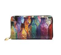 LHCVSFGW Portafoglio in pelle per donne e uomini, portafoglio bifold ultra sottile porta carte di credito bottiglia di vetro colorato pochette da donna, nero, taglia unica, Nero , Taglia unica