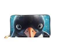 LHCVSFGW Portafoglio in pelle per donne e uomini, portafoglio bifold ultra sottile porta carte di credito grande pinguino dagli occhi grandi, pochette da donna, nero, taglia unica, Nero , Taglia unica