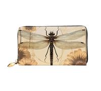 LHCVSFGW Portafoglio in pelle per donne e uomini, portafoglio bifold ultra sottile porta carte di credito libellula sul girasole pochette da donna, nero, taglia unica, Nero , Taglia unica