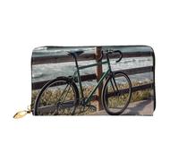 LHCVSFGW Portafoglio in pelle per donne e uomini, portafoglio bifold ultra sottile porta carte di credito bicicletta appoggiato alla recinzione pochette da donna, nero, taglia unica, Nero , Taglia