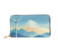 LHCVSFGW Portafoglio in pelle per donne e uomini, portafoglio bifold ultra sottile porta carte di credito mulino a vento illustrazione piatta pochette da donna, nero, taglia unica, Nero , Taglia unica