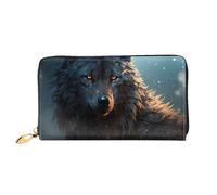 LHCVSFGW Portafoglio in pelle per donne uomini portafoglio bifold ultra sottile porta carte di credito fantasia lupo pochette da donna, nero, taglia unica, Nero , Taglia unica