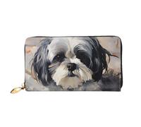LHCVSFGW Portafoglio in pelle per donne uomini portafoglio bifold ultra sottile porta carte di credito Shih Tzu borsa pochette da donna, nero, taglia unica, Nero , Taglia unica