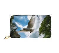 LHCVSFGW Portafoglio in pelle per donne uomini portafoglio bifold ultra sottile porta carte di credito colombe bianche volare sopra il parco pochette da donna, nero, taglia unica, Nero , Taglia unica