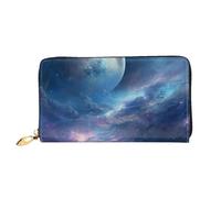 LHCVSFGW Portafoglio in pelle per donne uomini portafoglio bifold ultra sottile porta carte di credito Nebulosa e luna pochette da donna, nero, taglia unica, Nero , Taglia unica
