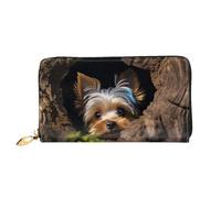 LHCVSFGW Portafoglio in pelle per donne uomini portafoglio bifold ultra sottile porta carte di credito A little Yorkshire terrier Ladies Clutch borsa, nero, taglia unica, Nero , Taglia unica