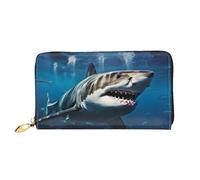 LHCVSFGW Portafoglio in pelle per donne uomini portafoglio bifold ultra sottile porta carte di credito grande squalo bianco pochette da donna, nero, taglia unica, Nero , Taglia unica