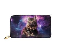 LHCVSFGW Portafoglio in pelle per donne uomini portafoglio bifold ultra sottile porta carte di credito gatto seduto all'interno nebulosa pochette da donna, nero, taglia unica, Nero , Taglia unica